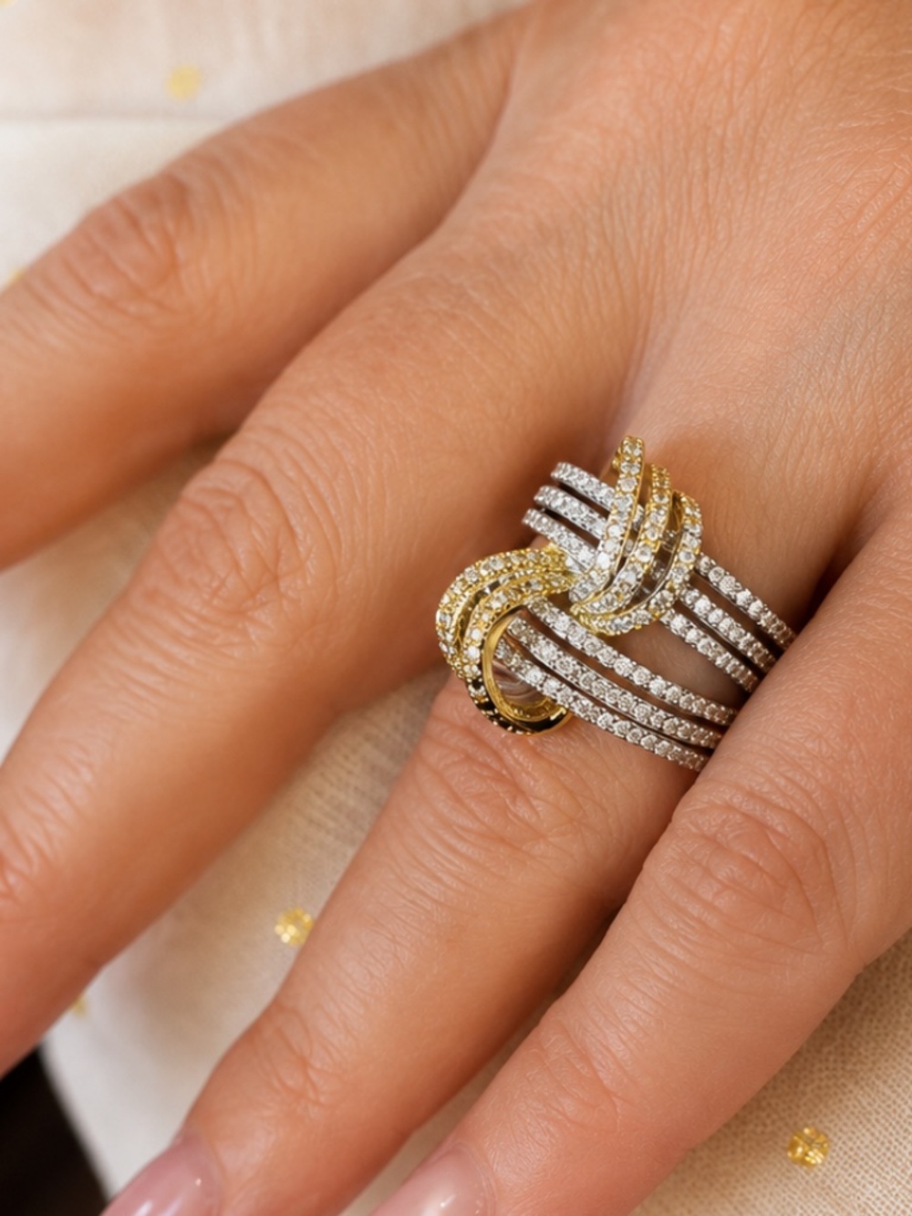 Two-Tone Knot Ring in Gold and Silver